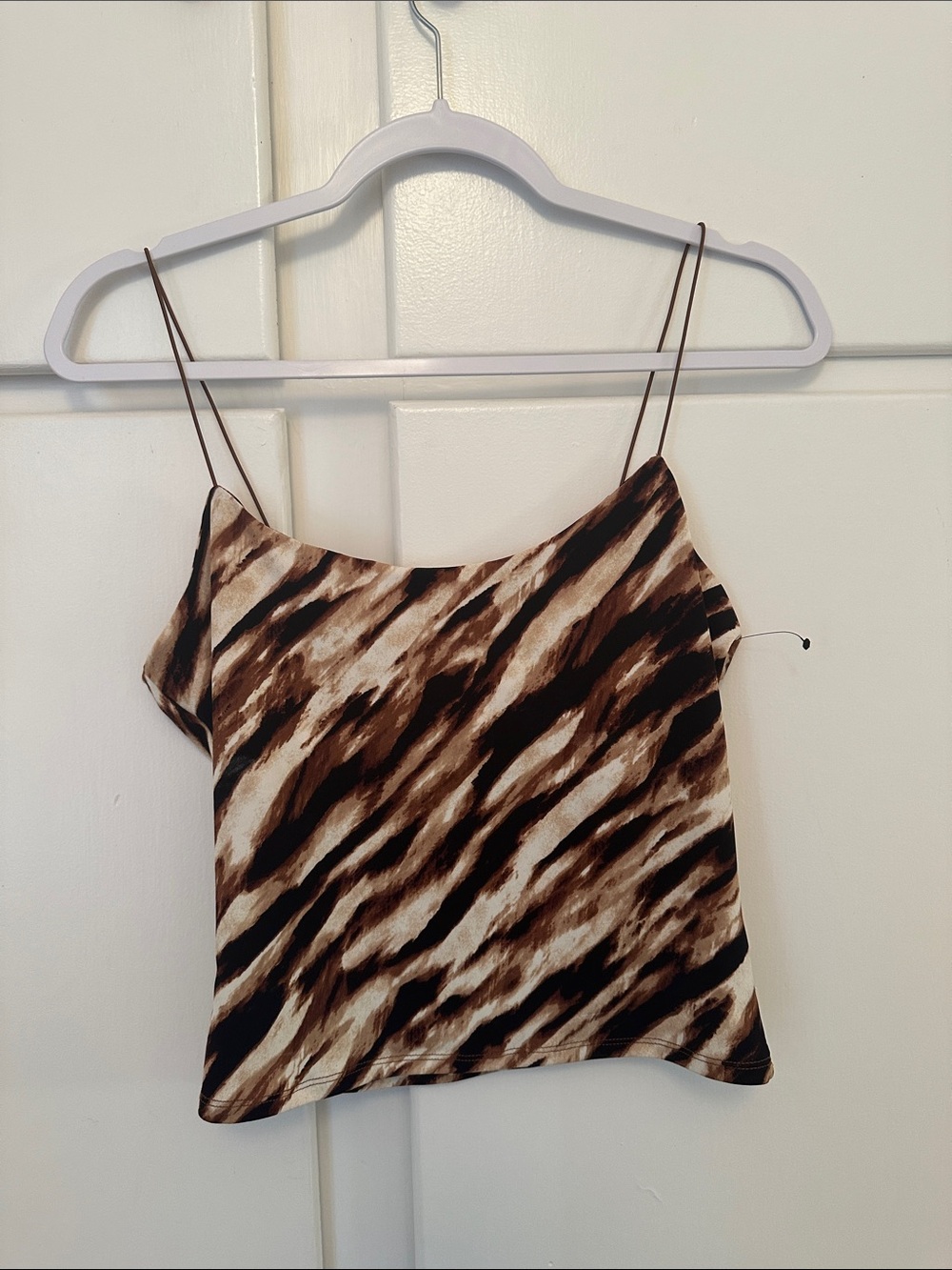 NEW Leith Brown Animal Print Cami Tank Top Cropped